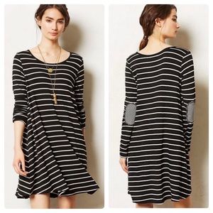 Anthropologie Puella black and white striped long sleeve Savant swing dress